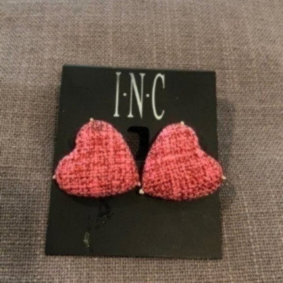 INC International Concepts Jewelry - INC Red Tweed Heart Post Earrings